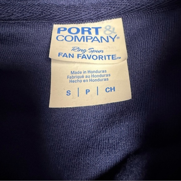 Port Authority size small Blue Pullover Hoodie with Graphic Design - Picture 4 of 6